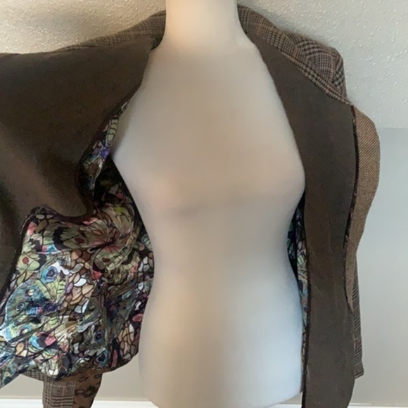 𝅺Anvrdie (Angels never die) brown plaid mixed design and beaded placket jacket - Picture 9 of 11